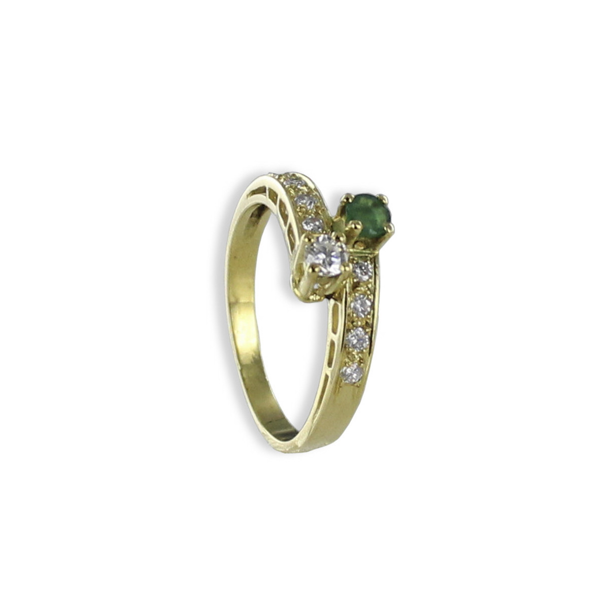 ANILLO ORO CON ESMERALDA Y DIAMANTES
