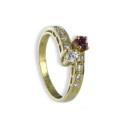 ANILLO ORO CON RUBÍ Y DIAMANTES