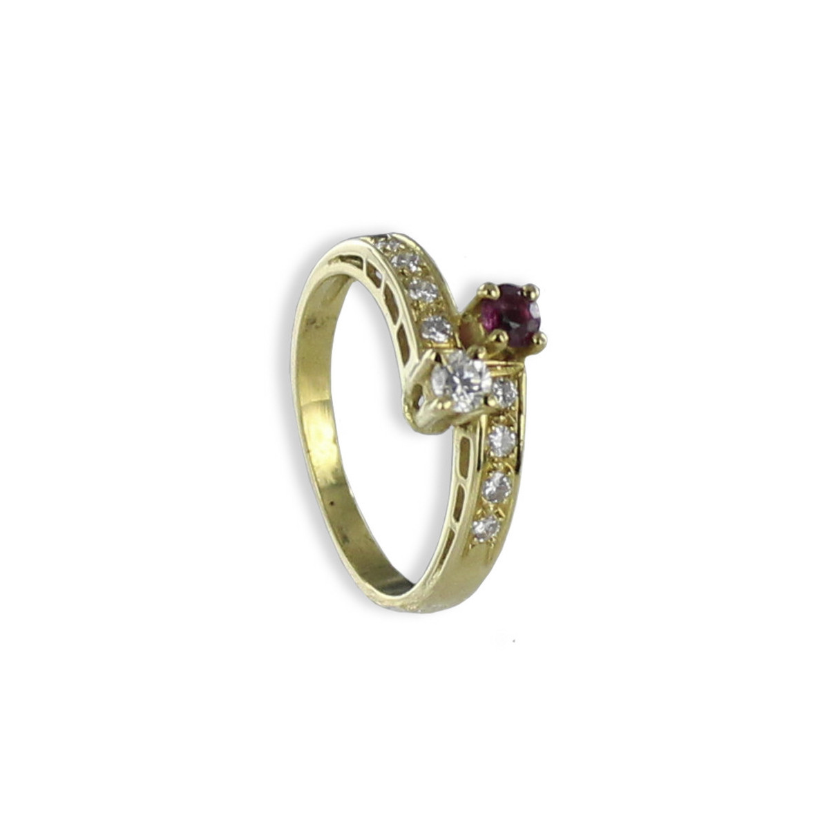 ANILLO ORO CON RUBÍ Y DIAMANTES