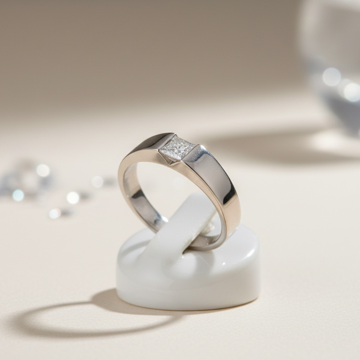 MODERN SOLITAIRE WITH PRINCESS DIAMOND 0.40 KTES