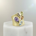 MATT GOLD RING AND STONES IN VARIED COLOR