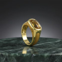 TWO PANTHERS YELLOW QUARTZ GOLD RING