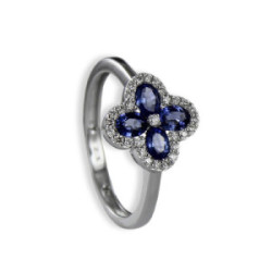 ANELL OR FLOR AMB SAFIRS I DIAMANTS