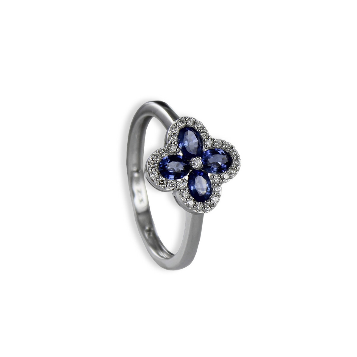 ANELL OR FLOR AMB SAFIRS I DIAMANTS