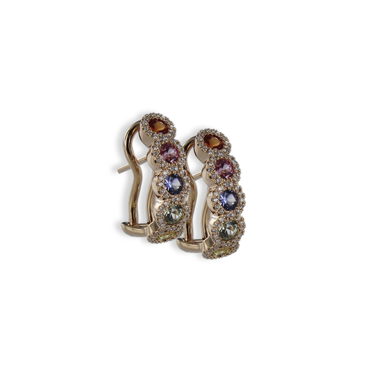 ARRACADES OR ROSA AMB SAFIRS DE COLORS