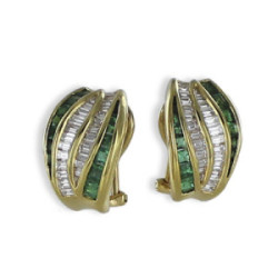 PENDIENTES ORO CON DIAMANTES Y ESMERALDAS