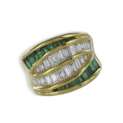 ANILLO ORO CON DIAMANTES Y ESMERALDAS
