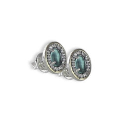 PENDIENTES ROSETON OVAL PIEDRA VERDE