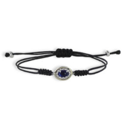 PULSERA PLATA Y ORO ROSETÓN PIEDRA AZUL