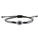 PULSERA PLATA Y ORO ROSETÓN PIEDRA AZUL
