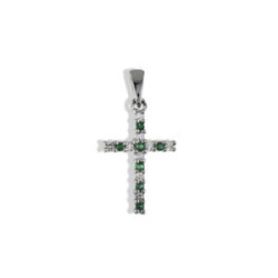 CRUZ ORO CON 9 DIAMANTES Y 7 ESMERALDAS