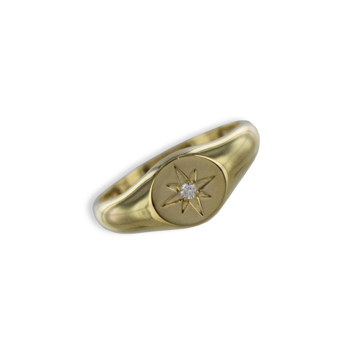 GOLD SIGNET RING WITH DIAMOND