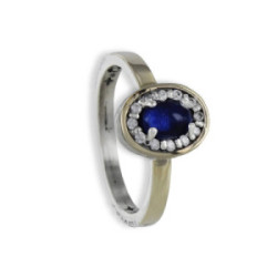 ANILLO PLATA Y ORO CON PIEDRA AZUL