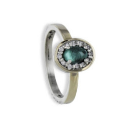 ANELL PLATA I OR AMB PEDRA VERDA