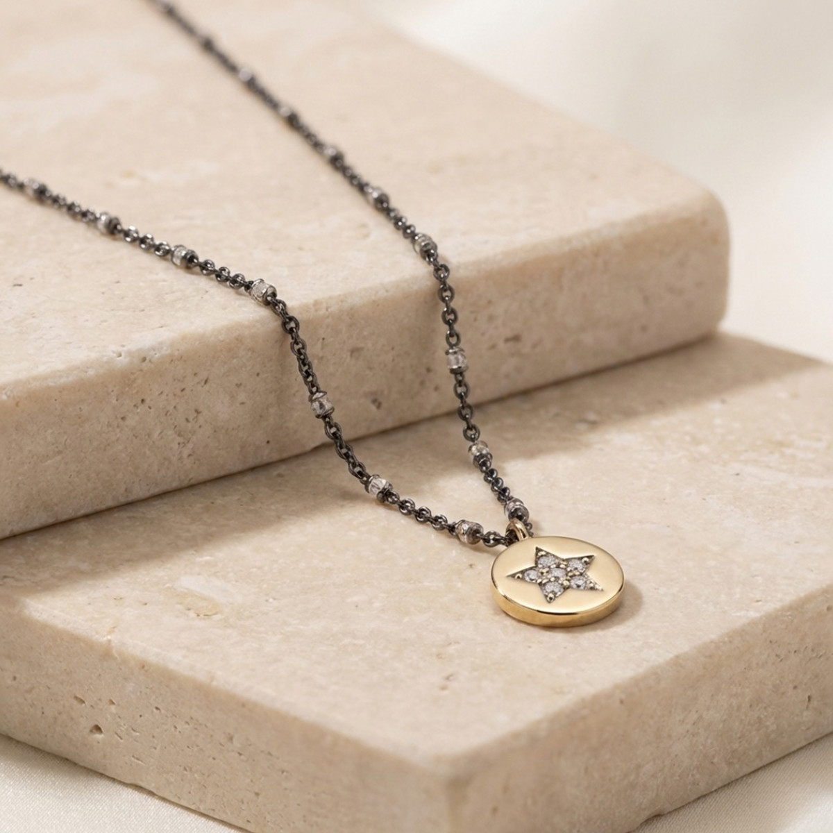 GARGANTILLA 40 CM PLATA Y ORO ESTRELLA