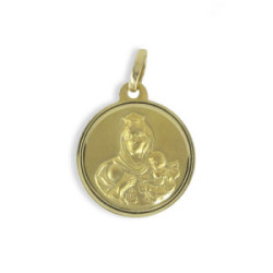 YELLOW GOLD ESCAPULARY MEDAL WITH POLISHED BEVEL EDGE