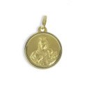 YELLOW GOLD ESCAPULARY MEDAL WITH POLISHED BEVEL EDGE