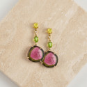 GOLD EARRINGS WITH NATURAL STONES AND DIAMONDS
