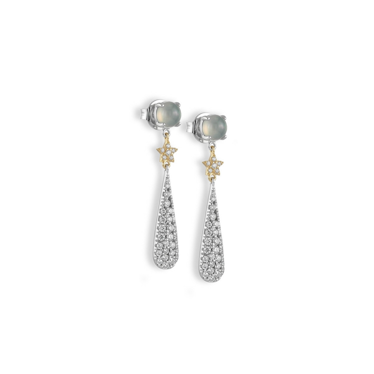 SILVER TEARDROP EARRINGS WITH CUSTARD STONES