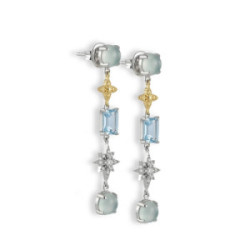 LONG SILVER EARRINGS WITH STONES