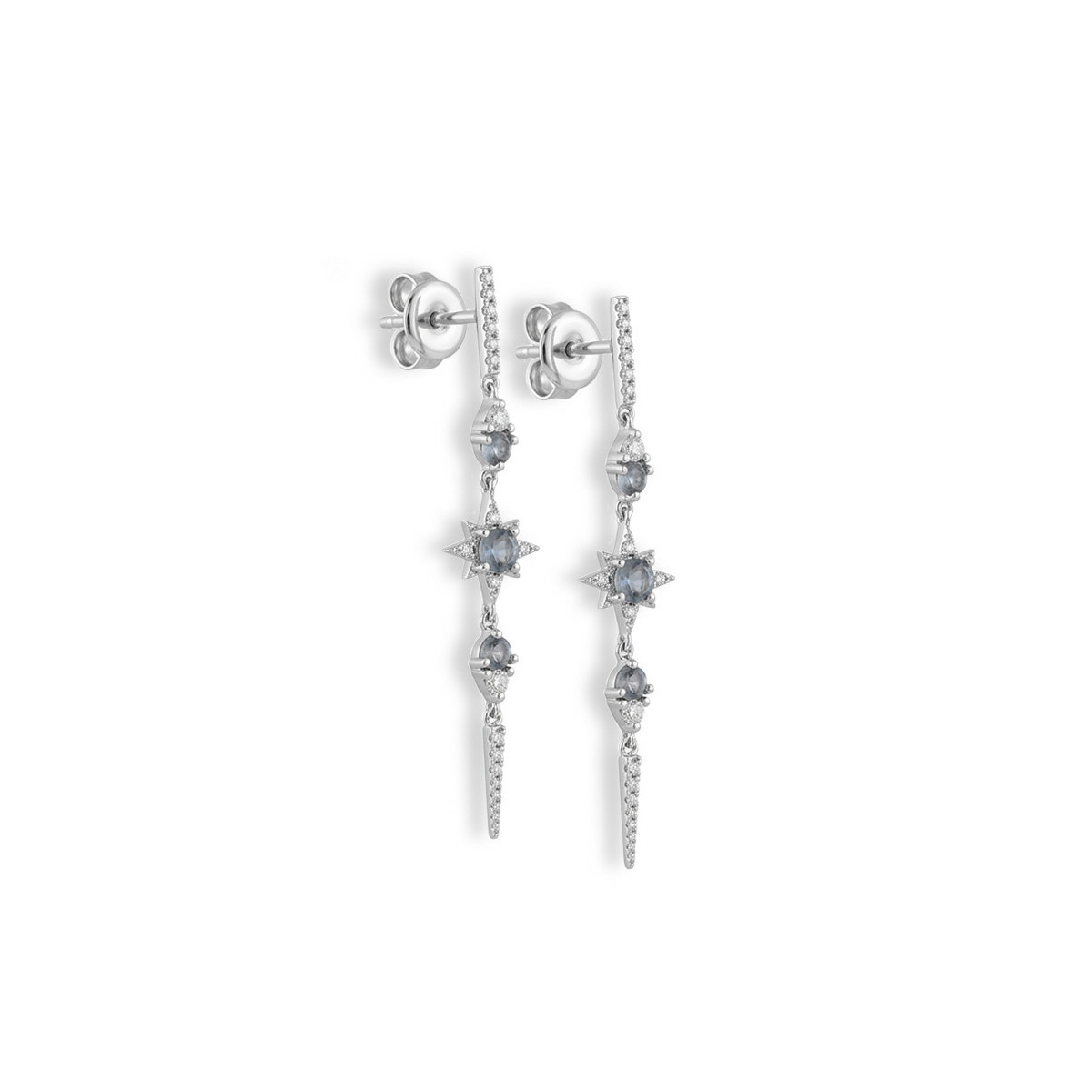 LONG SILVER EARRINGS WITH CHALCEDONES