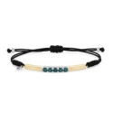 SILVER AND GOLD MACRAME BRACELET WITH GREEN STONES