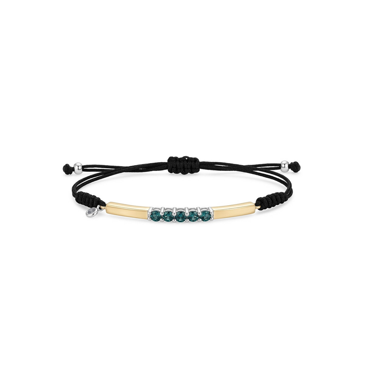SILVER AND GOLD MACRAME BRACELET WITH GREEN STONES