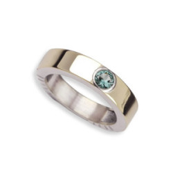 SILVER AND GOLD WEDGE WITH GREEN SPINEL