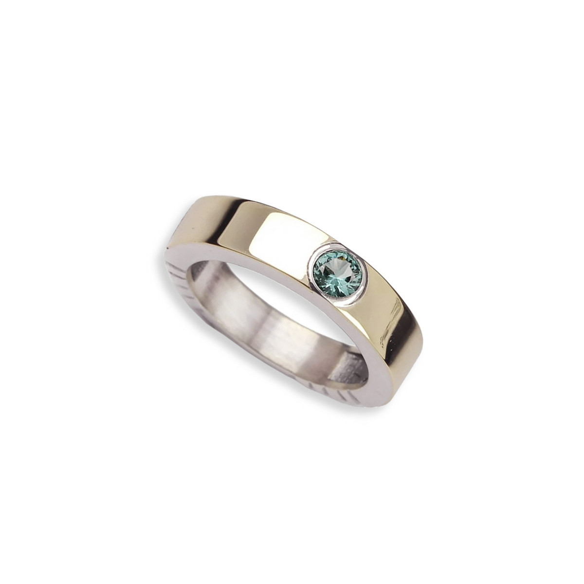 SILVER AND GOLD WEDGE WITH GREEN SPINEL