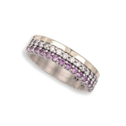 SILVER AND GOLD RING WITH PINK SPINELS