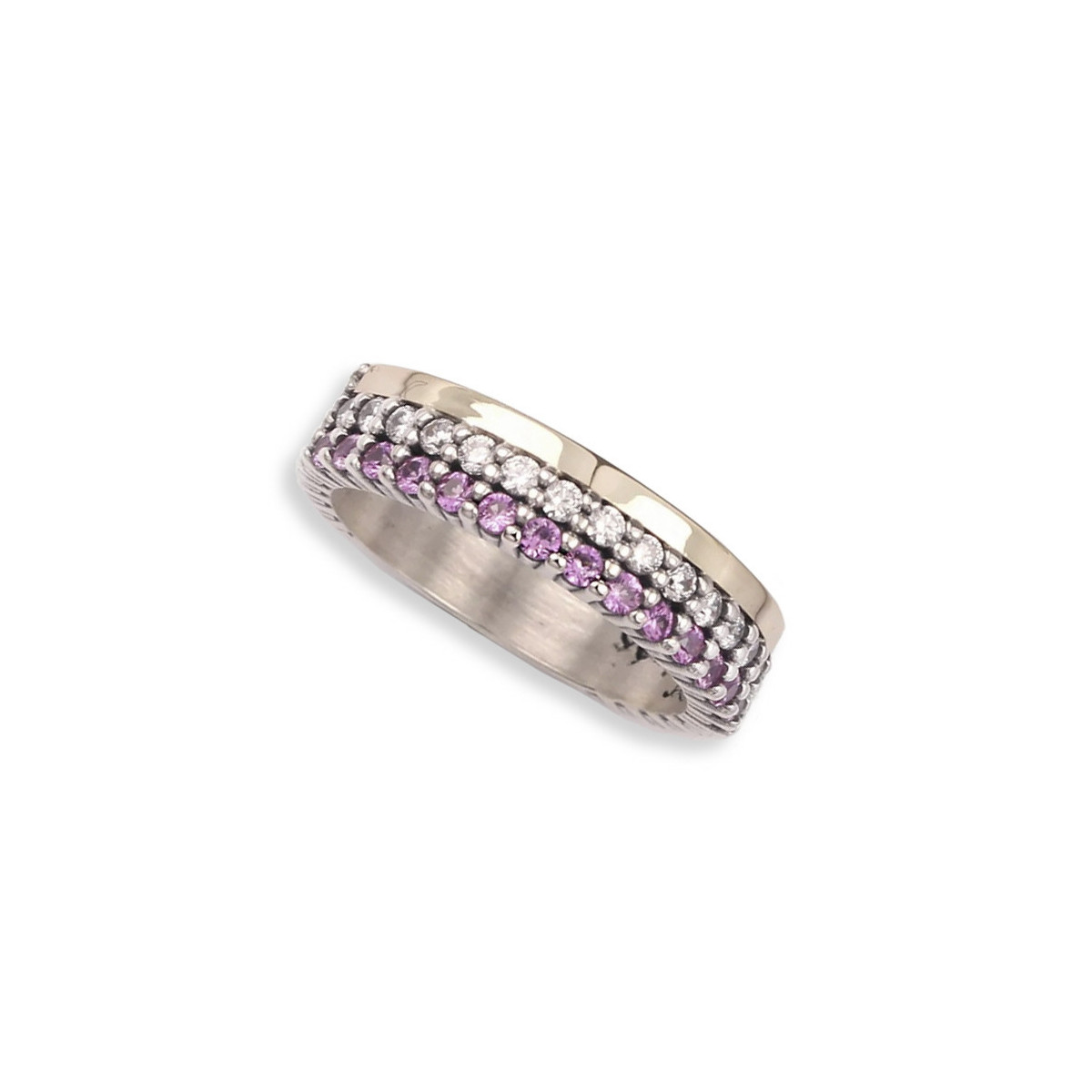 SILVER AND GOLD RING WITH PINK SPINELS