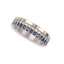 SILVER AND GOLD RING WITH BLUE SPINELS