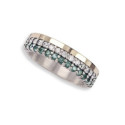 SILVER AND GOLD RING WITH GREEN SPINELS