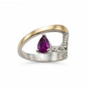 CROSS RING WITH TEARDROP SPINEL GARNET