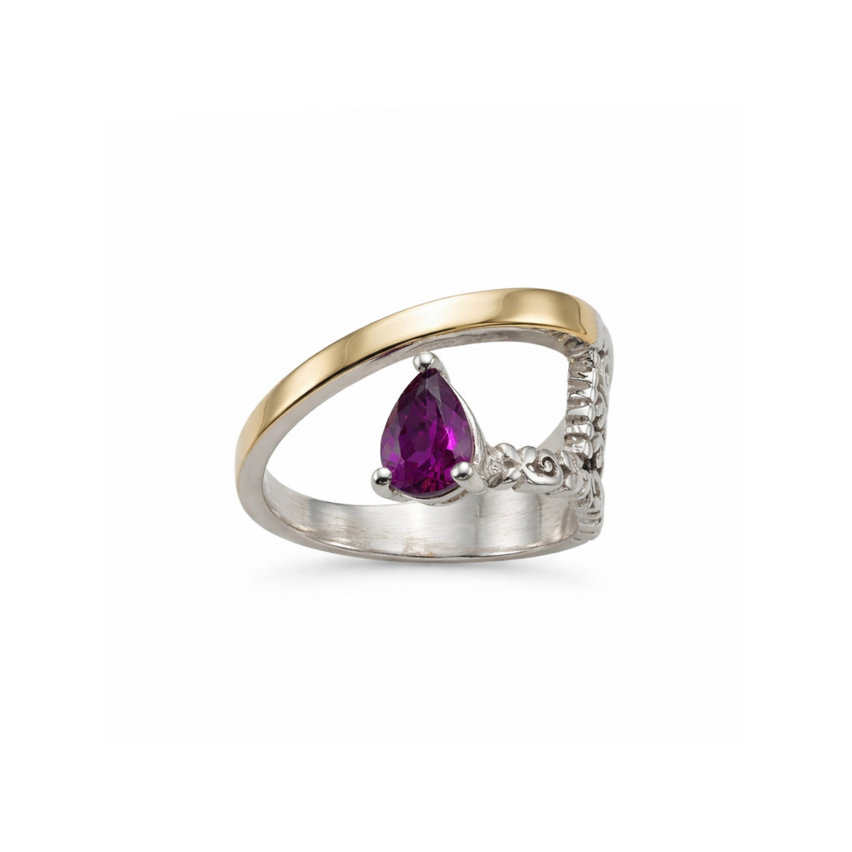 CROSS RING WITH TEARDROP SPINEL GARNET