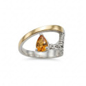 CROSSED RING WITH TEARDROP CITRINE QUARTZ