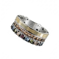 ANILLO PLATA Y ORO CON PIEDRAS NATURALES