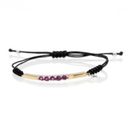 SILVER AND GOLD MACRAME BRACELET WITH PINK STONES