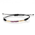 SILVER AND GOLD MACRAME BRACELET WITH PINK STONES