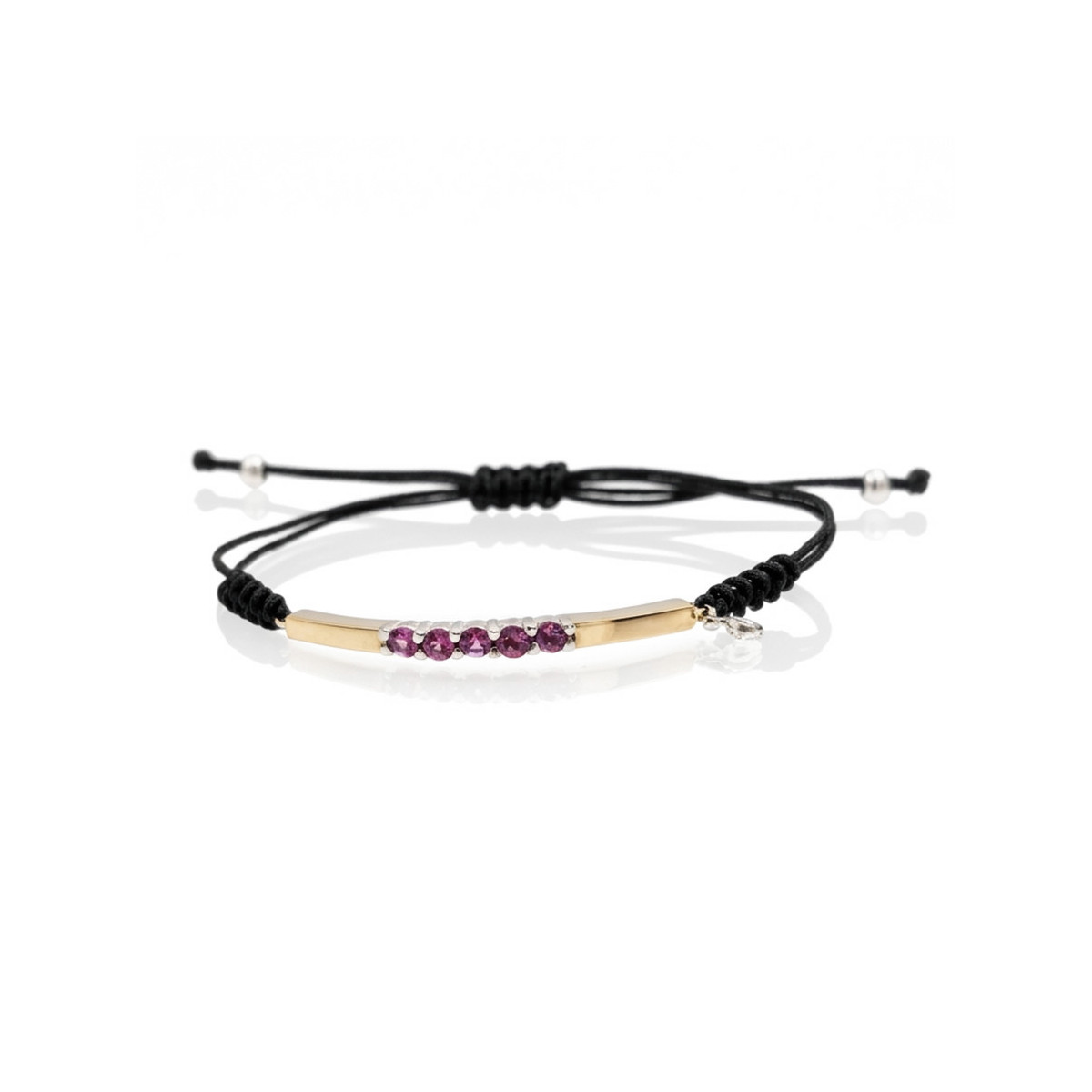 SILVER AND GOLD MACRAME BRACELET WITH PINK STONES
