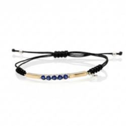 SILVER AND GOLD MACRAME BRACELET WITH BLUE STONES