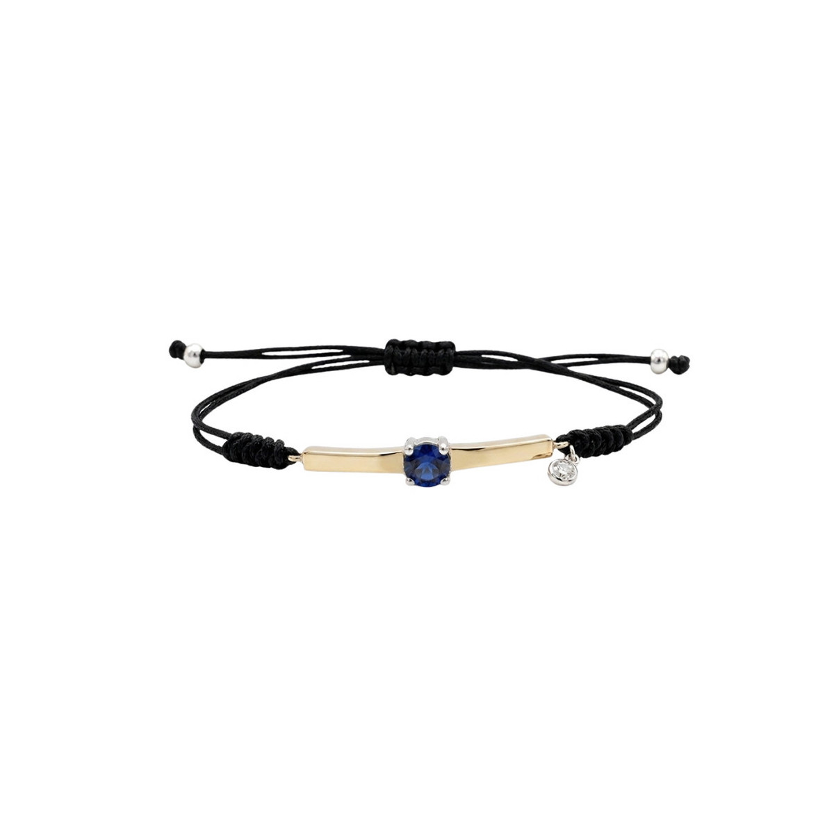 SILVER AND GOLD ROPE BRACELET WITH BLUE SPINEL