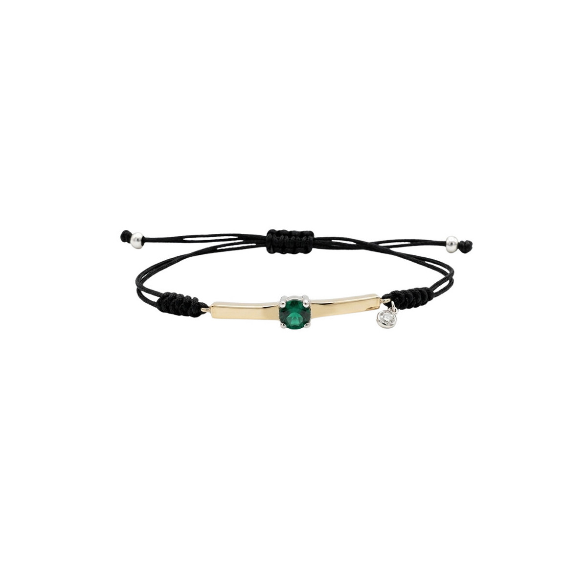 SILVER AND GOLD ROPE BRACELET WITH GREEN SPINEL