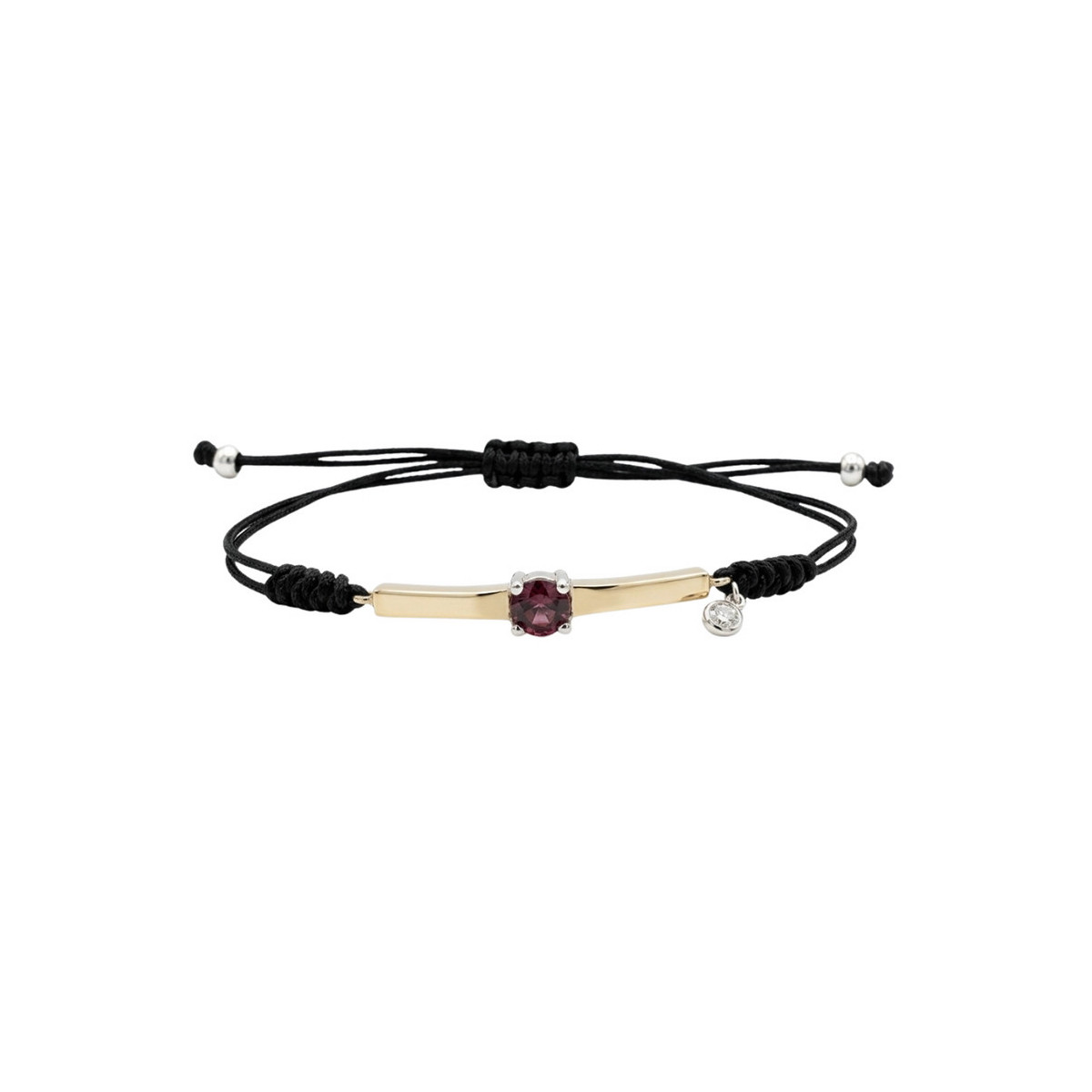 SILVER AND GOLD ROPE BRACELET WITH PINK SPINEL