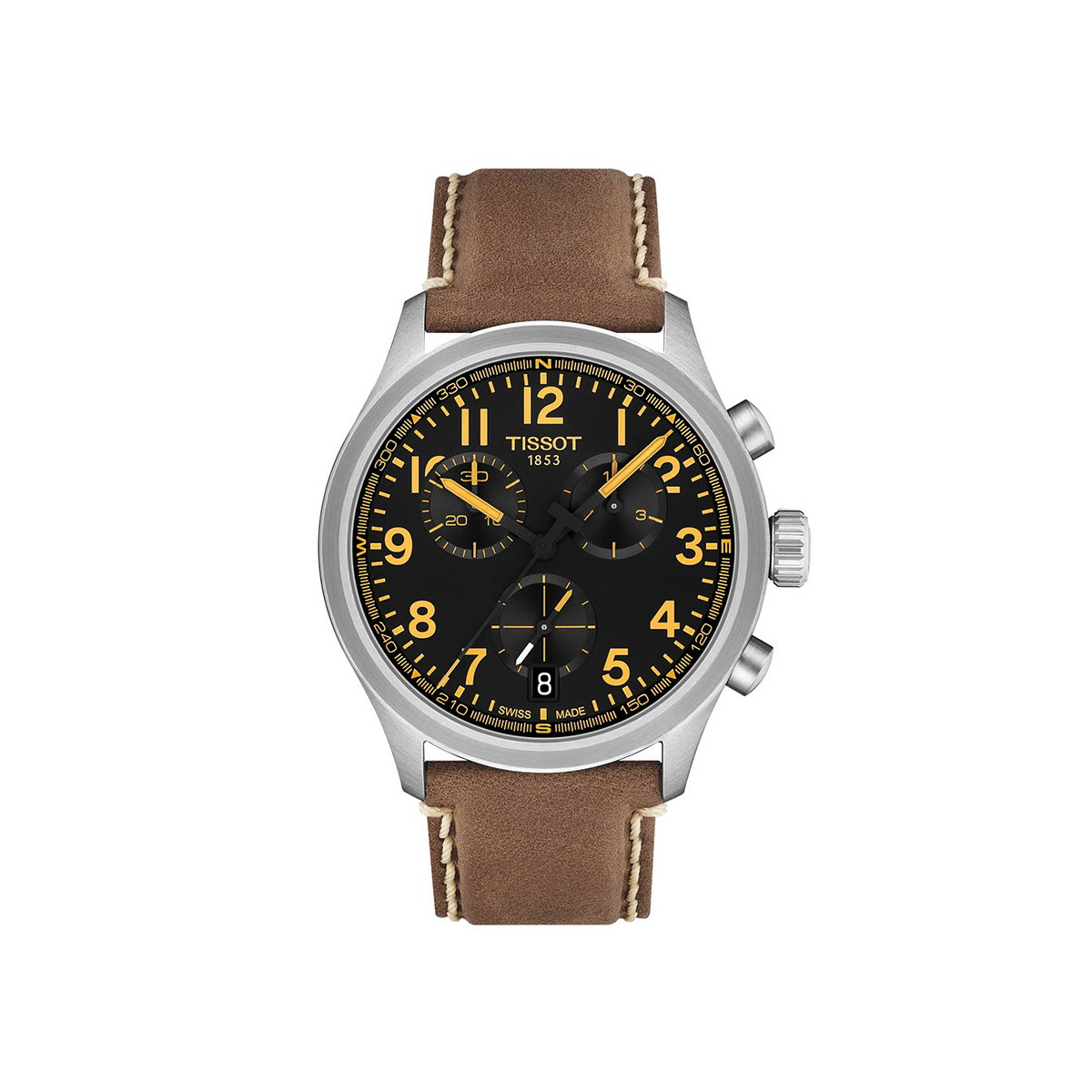 TISSOT CHRONO 42 MM LEATHER STRAP