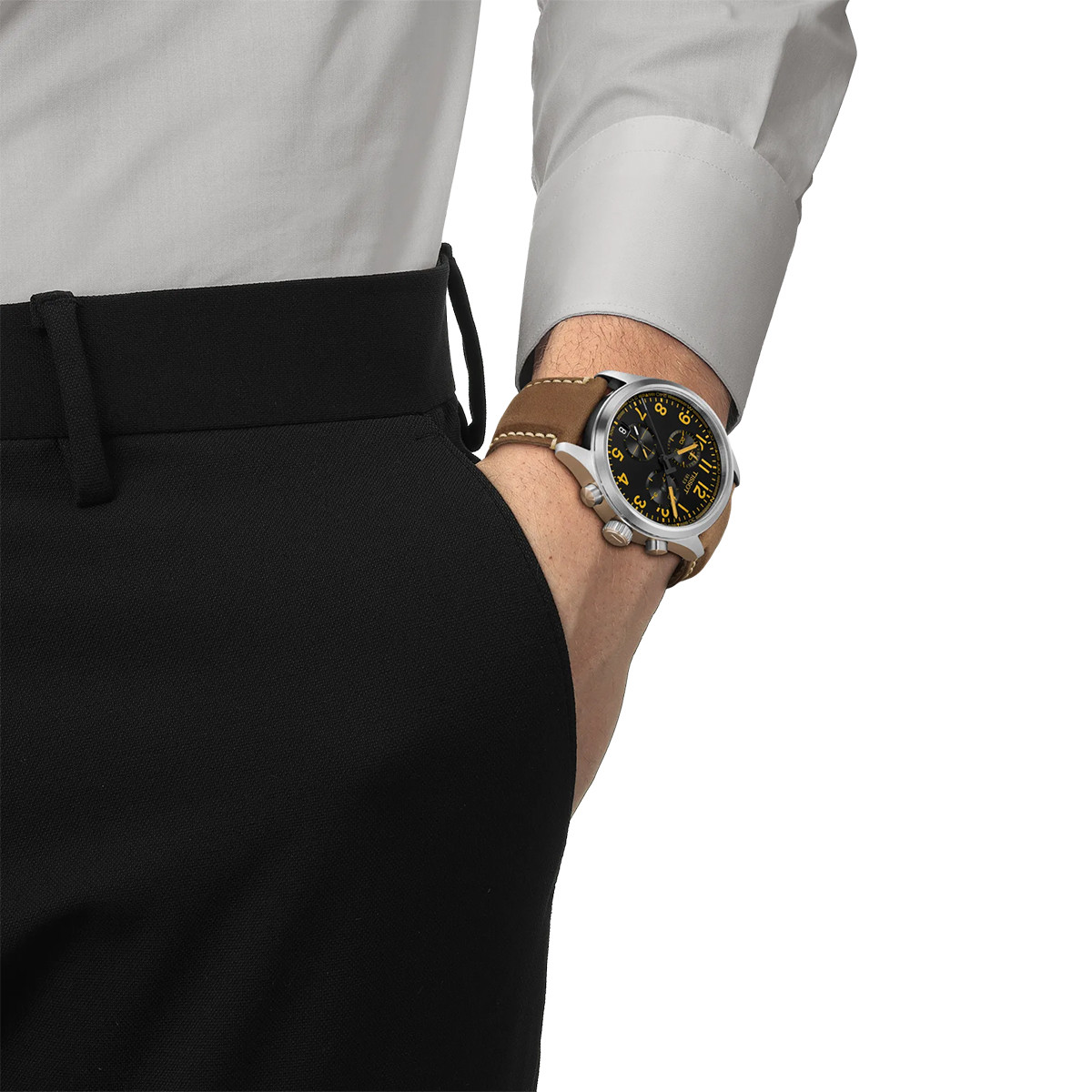 TISSOT CHRONO 42 MM LEATHER STRAP