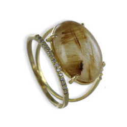 ANELL AMB QUARS RUTIL OVAL I 22 DIAMANTS