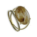 ANELL AMB QUARS RUTIL OVAL I 22 DIAMANTS