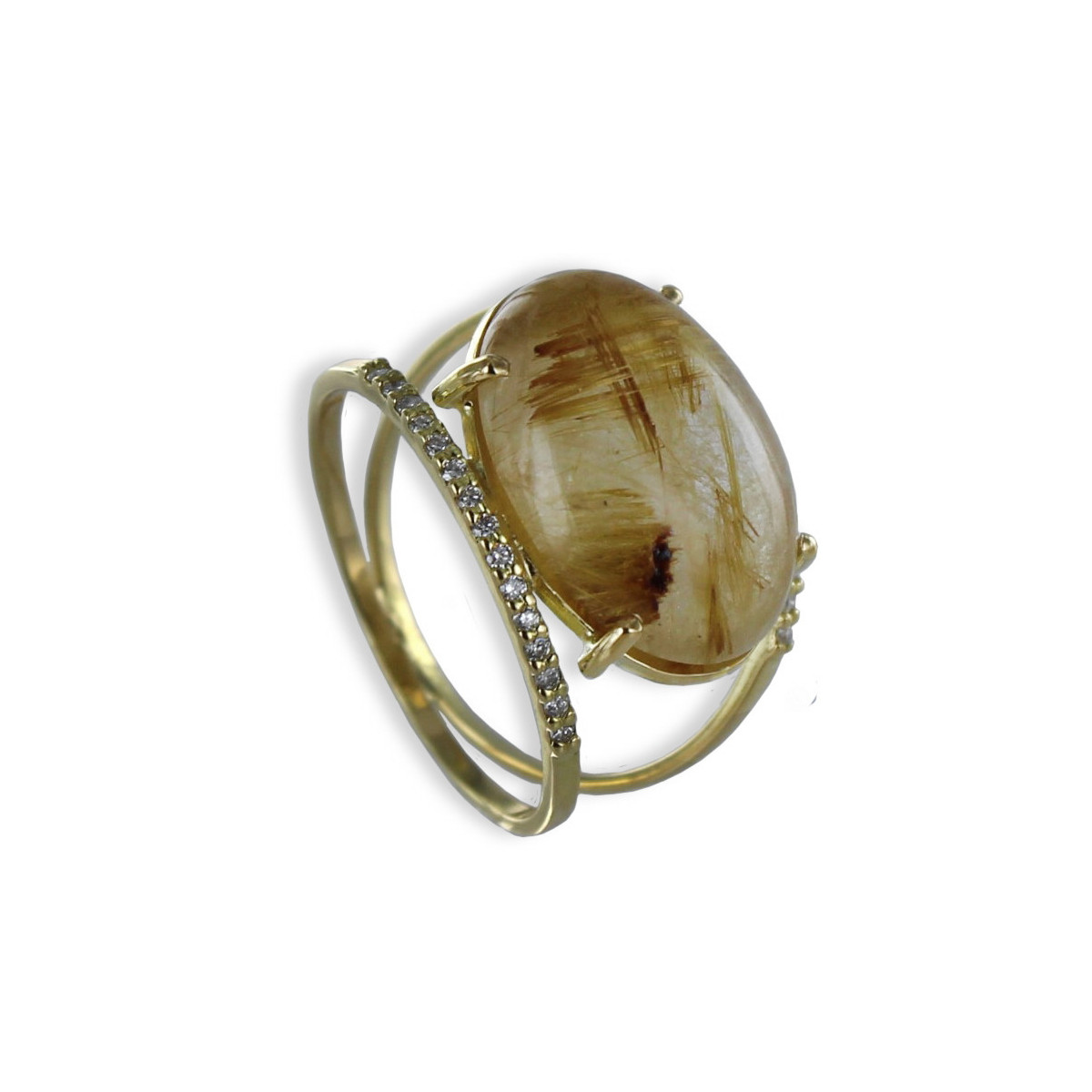 ANELL AMB QUARS RUTIL OVAL I 22 DIAMANTS