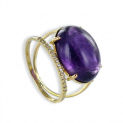 ANELL AMB AMATISTA OVAL I 22 DIAMANTS